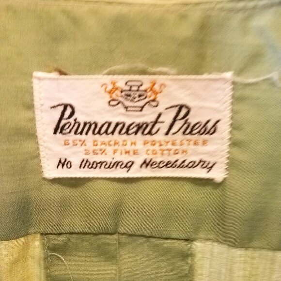 Vintage Permanent Press Green Button Down Collar Shirt - Picture 5 of 15